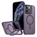 For iPhone 11 Pro Metal Invisible Camera Holder MagSafe Magnetic Phone Case(Purple)