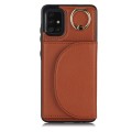 For Samsung Galaxy A51 4G YM007 Ring Holder Card Bag Skin Feel Phone Case(Brown)