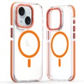 For iPhone 15 Plus Dual-Color Clear Acrylic Hybrid TPU MagSafe Phone Case(Orange)