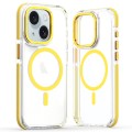 For iPhone 15 Plus Dual-Color Clear Acrylic Hybrid TPU MagSafe Phone Case(Yellow)
