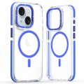 For iPhone 15 Plus Dual-Color Clear Acrylic Hybrid TPU MagSafe Phone Case(Blue)