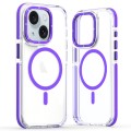 For iPhone 15 Dual-Color Clear Acrylic Hybrid TPU MagSafe Phone Case(Purple)
