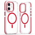 For iPhone 12 Dual-Color Clear Acrylic Hybrid TPU MagSafe Phone Case(Red)