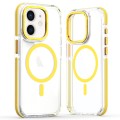 For iPhone 12 Dual-Color Clear Acrylic Hybrid TPU MagSafe Phone Case(Yellow)