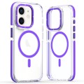 For iPhone 12 Dual-Color Clear Acrylic Hybrid TPU MagSafe Phone Case(Purple)