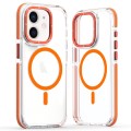 For iPhone 11 Dual-Color Clear Acrylic Hybrid TPU MagSafe Phone Case(Orange)