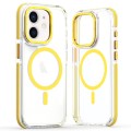 For iPhone 11 Dual-Color Clear Acrylic Hybrid TPU MagSafe Phone Case(Yellow)