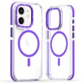 For iPhone 11 Dual-Color Clear Acrylic Hybrid TPU MagSafe Phone Case(Purple)