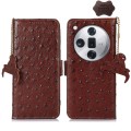 For OPPO Find X7 Ostrich Pattern Genuine Leather RFID Phone Case(Coffee)
