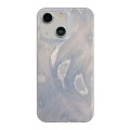For iPhone 15 Plus Hot Silver Stamp Gradient Feather Acrylic Hybrid TPU Phone Case(Silver)