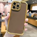 For iPhone 15 Pro Max Plating Emery PC Hybrid Silicone Phone Case(Brown)
