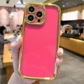 For iPhone 15 Pro Max Plating Emery PC Hybrid Silicone Phone Case(Rose Red)