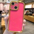 For iPhone 15 Plus Plating Emery PC Hybrid Silicone Phone Case(Rose Red)