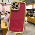 For iPhone 14 Pro Max Plating Emery PC Hybrid Silicone Phone Case(Red)