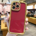 For iPhone 11 Pro Max Plating Emery PC Hybrid Silicone Phone Case(Red)