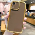 For iPhone XR Plating Emery PC Hybrid Silicone Phone Case(Brown)