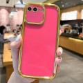 For iPhone 7 Plus / 8 Plus Plating Emery PC Hybrid Silicone Phone Case(Rose Red)