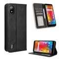 For Boost Mobile Bounce 4G Magnetic Buckle Retro Texture Leather Phone Case(Black)