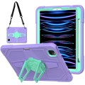 For iPad Air 2022 10.9 / Pro 11 2022 Punk Stand PC Hybrid Silicone Tablet Case with Shoulder Strap(P