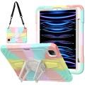 For iPad Air 2022 10.9 / Pro 11 2022 Punk Stand PC Hybrid Silicone Tablet Case with Shoulder Strap(C
