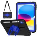 For iPad 10th Gen 10.9 2022 Punk Stand PC Hybrid Silicone Tablet Case with Shoulder Strap(Black Blue