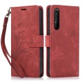 For Sony Xperia 1 IV Orchid Butterfly Embossed Leather Phone Case(Red)