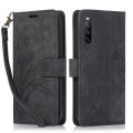 For Sony Xperia 10 IV Orchid Butterfly Embossed Leather Phone Case(Black)