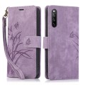 For Sony Xperia 10 V 4G 2023 Orchid Butterfly Embossed Leather Phone Case(Purple)