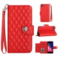 For iPhone SE 2022 / 2020 / 8 / 7 Rhombic Texture Flip Leather Phone Case with Lanyard(Red)