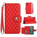 For Nokia C12 Rhombic Texture Flip Leather Phone Case with Lanyard(Red)