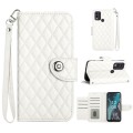 For Nokia C22 Rhombic Texture Flip Leather Phone Case with Lanyard(White)