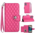 For Nokia G22 Rhombic Texture Flip Leather Phone Case with Lanyard(Rose Red)