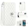 For Nokia G22 Rhombic Texture Flip Leather Phone Case with Lanyard(White)