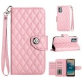 For Nokia G22 Rhombic Texture Flip Leather Phone Case with Lanyard(Pink)