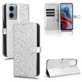For Motorola Moto G34 5G Honeycomb Dot Texture Leather Phone Case(Silver)