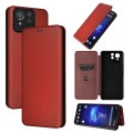 For ASUS ROG Phone 8 Pro Carbon Fiber Texture Flip Leather Phone Case(Brown)