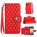 For Sony Xperia 5 IV Rhombic Texture Flip Leather Phone Case with Lanyard(Red)