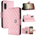 For Sony Xperia 5 IV Rhombic Texture Flip Leather Phone Case with Lanyard(Pink)