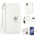 For Sony Xperia 5 V Rhombic Texture Flip Leather Phone Case with Lanyard(White)