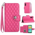 For Sony Xperia 10 IV Rhombic Texture Flip Leather Phone Case with Lanyard(Rose Red)