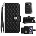 For Google Pixel 8 Rhombic Texture Flip Leather Phone Case with Lanyard(Black)