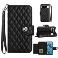 For Google Pixel 8 Pro Rhombic Texture Flip Leather Phone Case with Lanyard(Black)