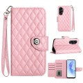 For Honor 90 Lite Rhombic Texture Flip Leather Phone Case with Lanyard(Pink)