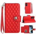 For OnePlus CE 3 Lite 5G / Nord N30 Rhombic Texture Flip Leather Phone Case with Lanyard(Red)