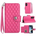 For OnePlus CE 3 Lite 5G / Nord N30 Rhombic Texture Flip Leather Phone Case with Lanyard(Rose Red)