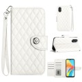 For OPPO A38 4G / A18 4G Rhombic Texture Flip Leather Phone Case with Lanyard(White)