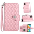 For OPPO A38 4G / A18 4G Rhombic Texture Flip Leather Phone Case with Lanyard(Pink)