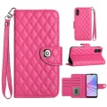 For OPPO A78 5G / A58 5G Rhombic Texture Flip Leather Phone Case with Lanyard(Rose Red)