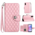 For OPPO A78 5G / A58 5G Rhombic Texture Flip Leather Phone Case with Lanyard(Pink)