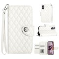 For OPPO Reno10 / Reno10 Pro Global Rhombic Texture Flip Leather Phone Case with Lanyard(White)